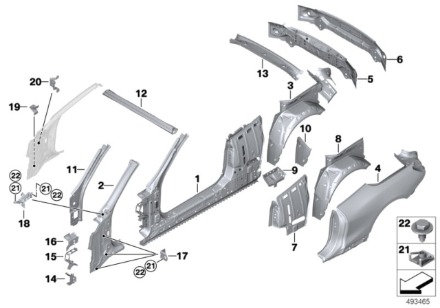 2020 BMW M8 REINFORCEMENT COLUMN A INSID Diagram for 41007494525