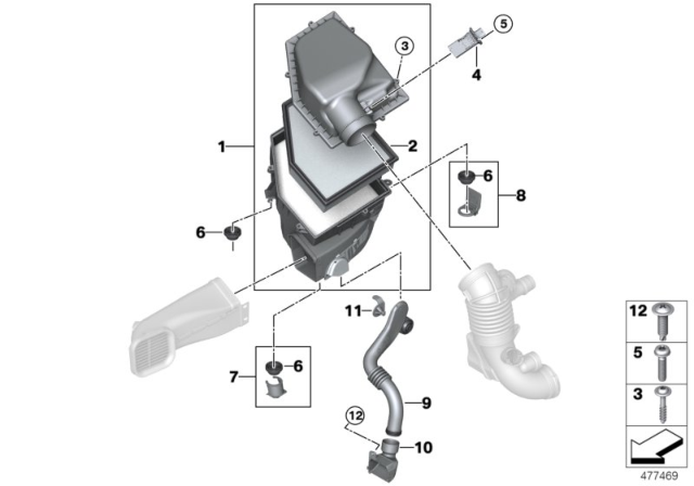 2017 BMW 540i Intake Silencer / Filter Cartridge Diagram