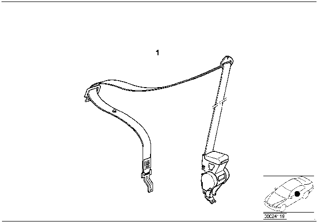 1993 BMW 325i Front Upper Left Seat Belt Diagram for 72118200861