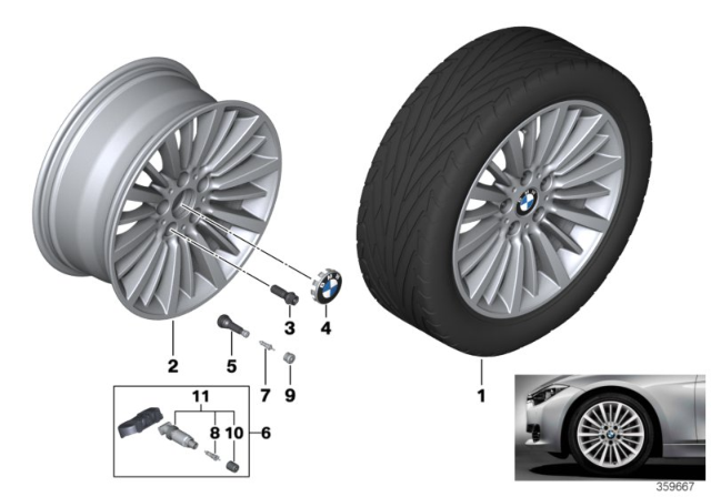 2014 BMW 328i GT xDrive BMW LA Wheel, Multi-Spoke Diagram 2