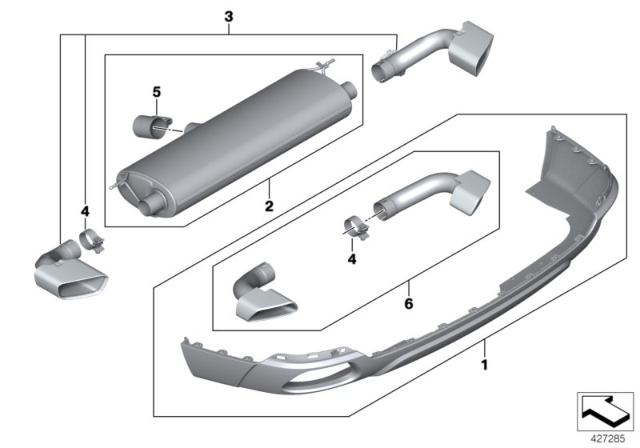 2015 BMW X5 M Performance Silencer System Diagram for 18302344205