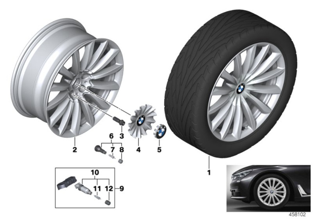 2019 BMW 740i xDrive BMW LA Wheel, V-Spoke Diagram 1