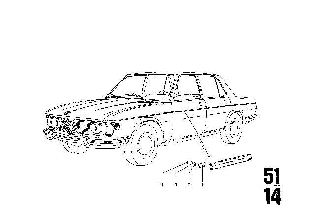 1970 BMW 2500 Mouldings Diagram 7