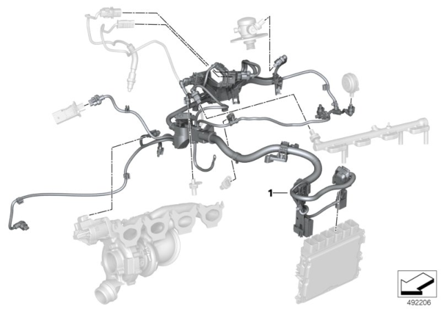 2019 BMW Z4 ENGINE WIRING HARNESS MOTOR Diagram for 12518482354