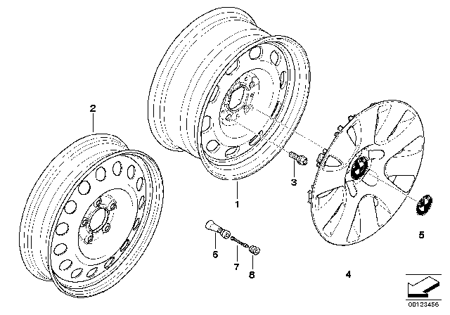 2004 BMW 525i Steel Rim Diagram