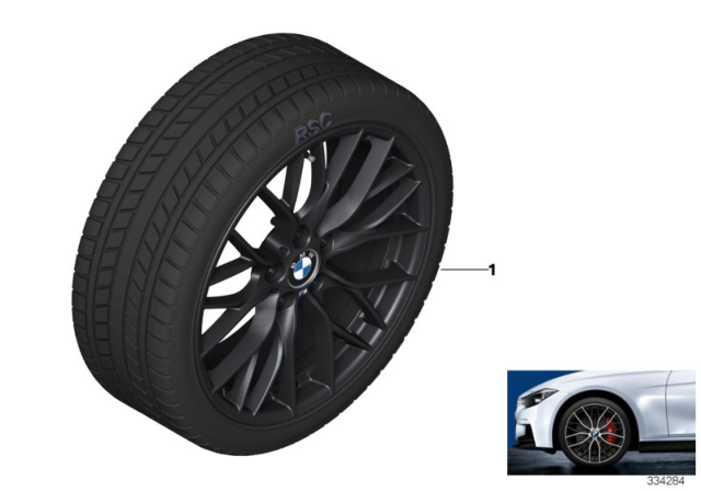 2016 BMW 328i Winter Wheel With Tire M Double Spoke Diagram