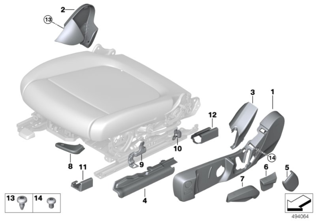 2020 BMW M340i xDrive Lever, Backrest Angle Adjustment, Left Diagram for 52107415097