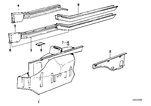 1980 BMW 320i Wheelhouse / Engine Support Diagram