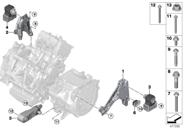 2018 BMW i3 Engine And Transmission Mounting Diagram