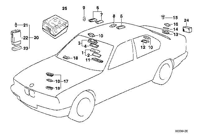 1992 BMW 525i Various Lamps Diagram 1