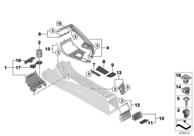 2017 BMW X1 Mounted Parts For Centre Console Diagram