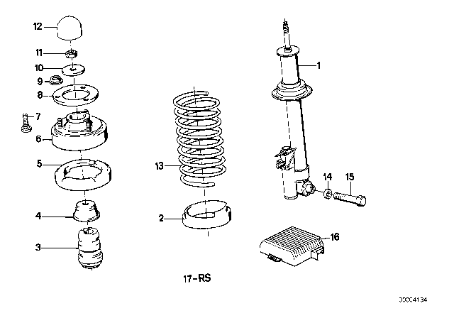 1992 BMW 750iL Rear Spring Strut Assy EDC / Levelling Device Diagram 1