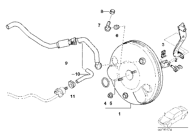 2002 BMW Z3 M Power Brake Booster Diagram for 34332282358