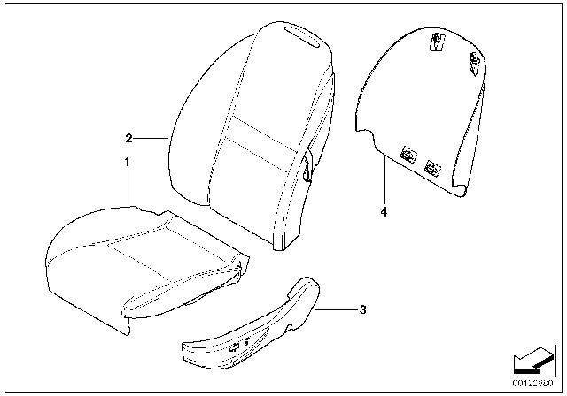 2001 BMW Z8 Individual Cover, Sports Seat Diagram