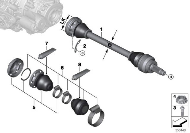 2016 BMW X5 Rear Axle Differential QMV Output Shaft Diagram