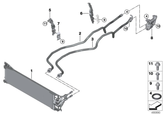 2020 BMW X6 Transmission Oil Cooler / Oil Cooler Line Diagram