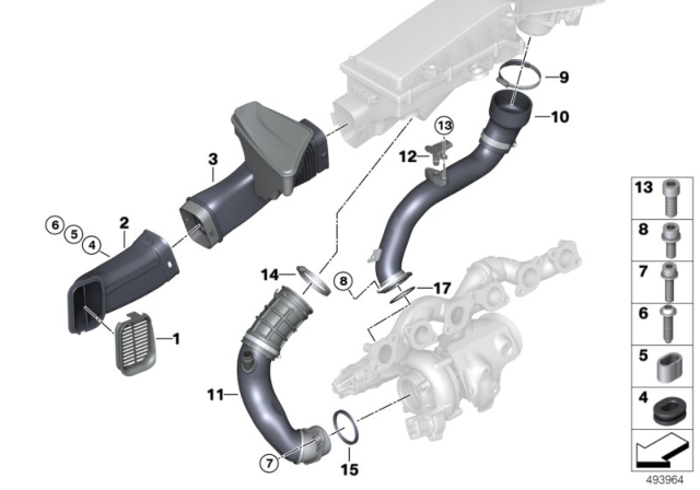 2018 BMW M760i xDrive CHARGE AIR TUBE Diagram for 13718621871