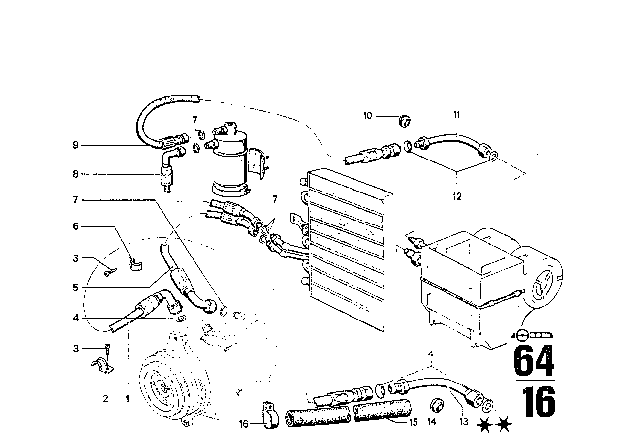 1976 BMW 3.0Si Hose Line Diagram for 64531357707