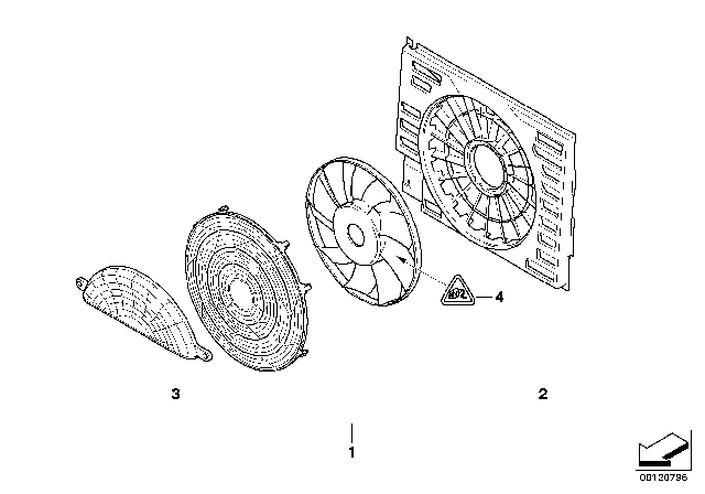 2004 BMW 745Li Pusher Fan And Mounting Parts Diagram