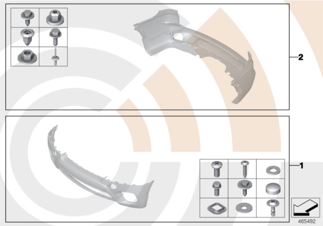 2010 BMW X5 Mounting Kit, Bumper Diagram