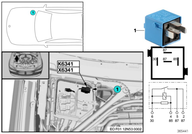 2011 BMW 740i Relay, Load Removal, Ignition / Inject. Diagram