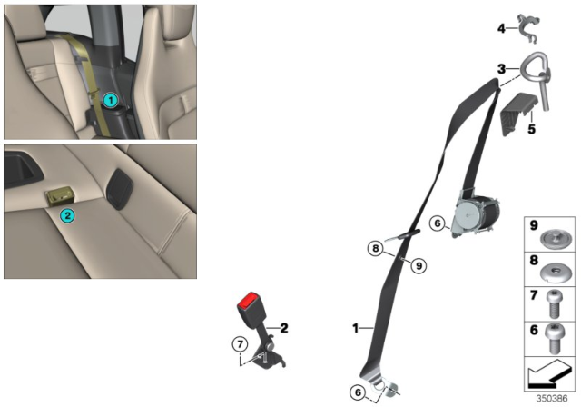 2019 BMW i3s Rear Left Lower Seat Belt Diagram for 72117347725