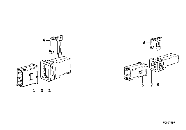 1991 BMW 735i Front Plug Connection Bracket Diagram for 61131378490