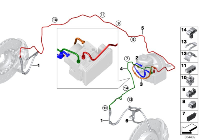 2015 BMW M4 Brake Pipe, Front Diagram