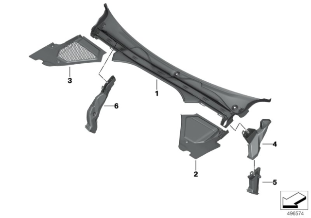 2020 BMW 330i Trim Panel, Cowl Panel Diagram