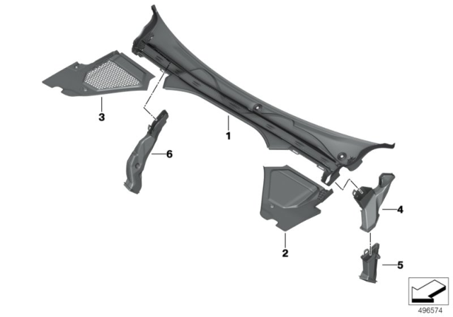 2020 BMW M340i xDrive Trim Panel, Cowl Panel Diagram