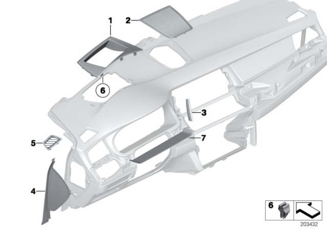 2015 BMW 550i GT Mounting Parts, Instrument Panel Diagram 3