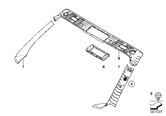 2010 BMW 128i Trim Panel / Interior Windscreen Panel Diagram