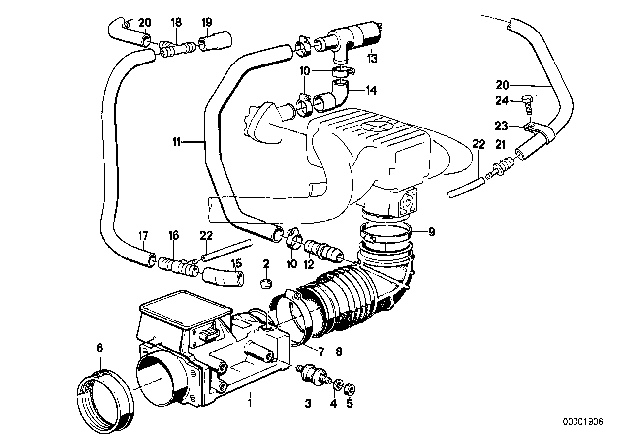 1985 BMW 318i Volume Air Flow Sensor Diagram 1