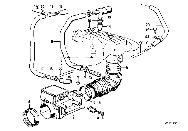 1985 BMW 318i Hose Diagram for 11611289209