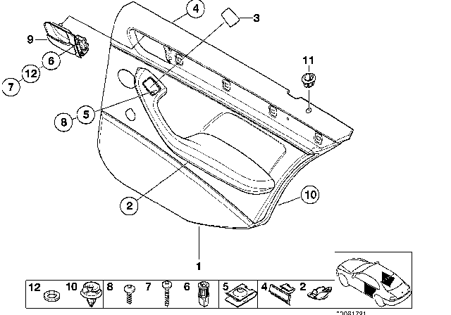 2005 BMW 330i Door Trim Panel, Rear, Left Diagram for 51428232629