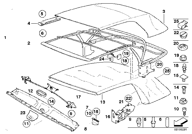 2005 BMW 330Ci Folding Top Diagram 1