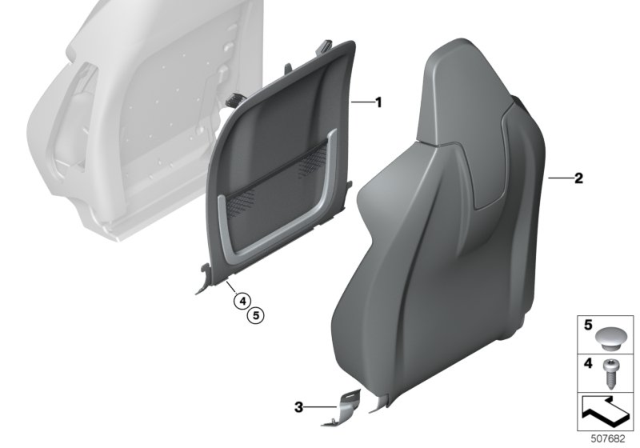 2020 BMW 330i Set, Front, Backrest Trims Diagram