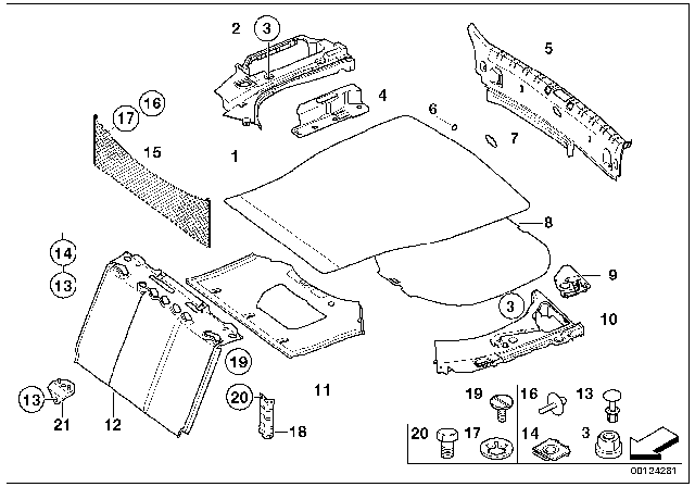 2002 BMW 745i Trunk Trim Panel Diagram