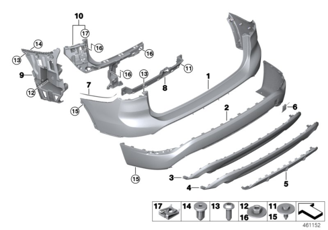 2017 BMW X1 Mount, Bumper Rear Right Diagram for 51127332318