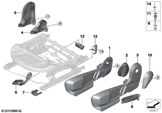 2019 BMW X2 Seat Front Seat Coverings Diagram