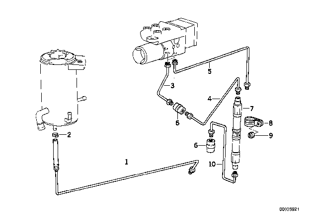 1994 BMW 740i Oil Pipes, ASC+T Diagram 2