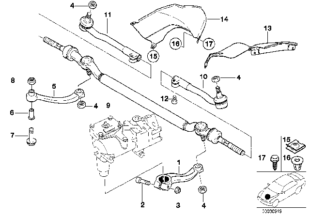 2000 BMW 540i Steering Linkage / Tie Rods Diagram