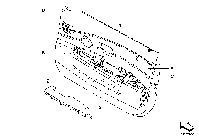 2005 BMW 745i Individual Front Door Trim Panel Diagram 1