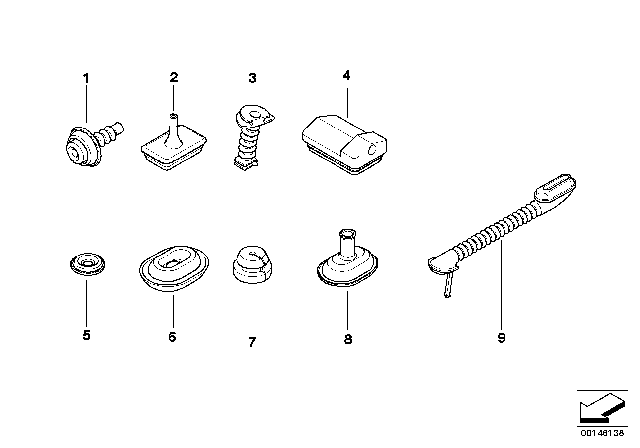 2009 BMW X3 Various Cable Grommets Diagram