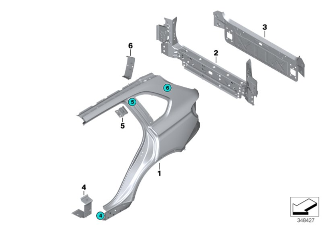 2016 BMW X5 M Side Panel / Tail Trim Diagram