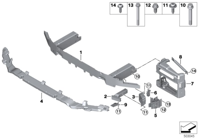 2020 BMW X3 M VERTICAL BRACE, RIGHT Diagram for 51118070484