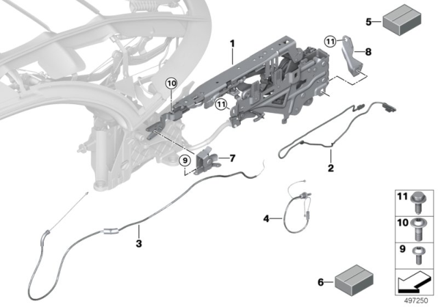 2020 BMW M8 Convertible Top Component - Lid Mechanism Diagram