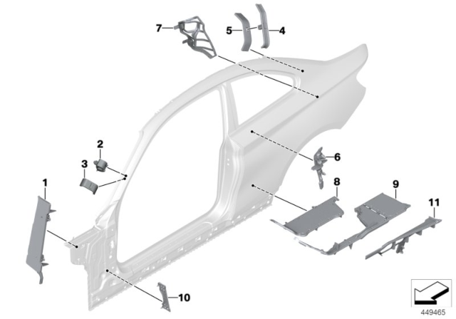 2015 BMW 228i Cavity Shielding, Side Frame Diagram