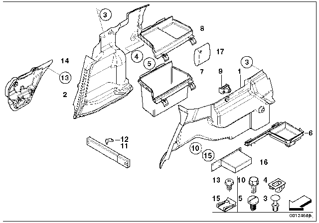 2005 BMW M3 Lateral Trim Panel Diagram 3