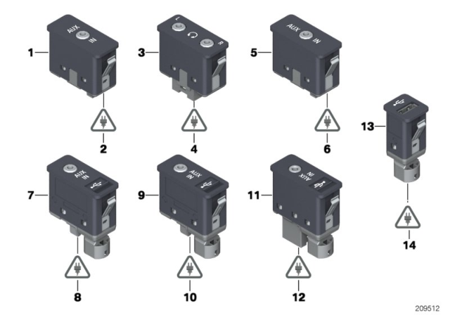 2015 BMW 650i USB / Aux-In Socket Diagram 1